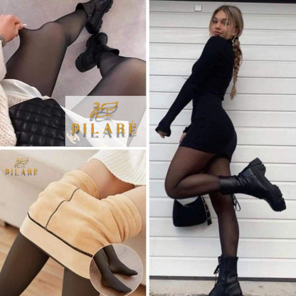 Panty Térmica Efecto Piel Traslucido con Push Up y Faja Reductora